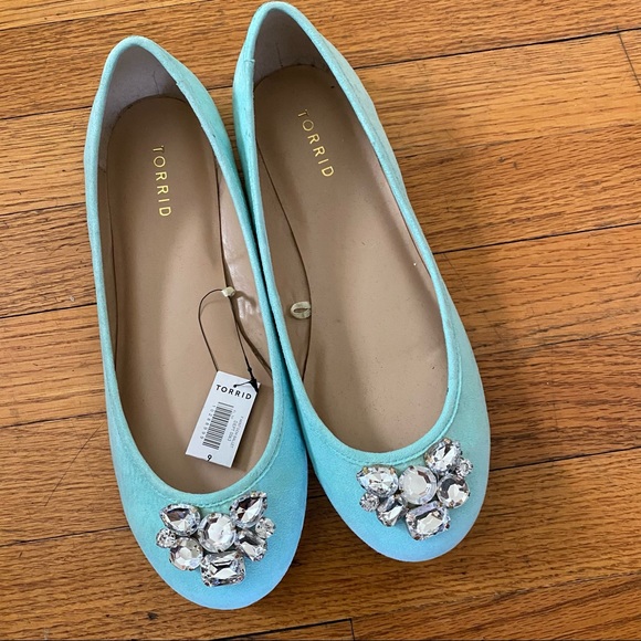 torrid Shoes - Torrid baby blue crystal adorned flats sz10